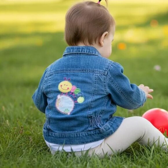 Gagou Tagou Floral Caterpillar Denim Jean Jackets 18 Months - Picture 1 of 9